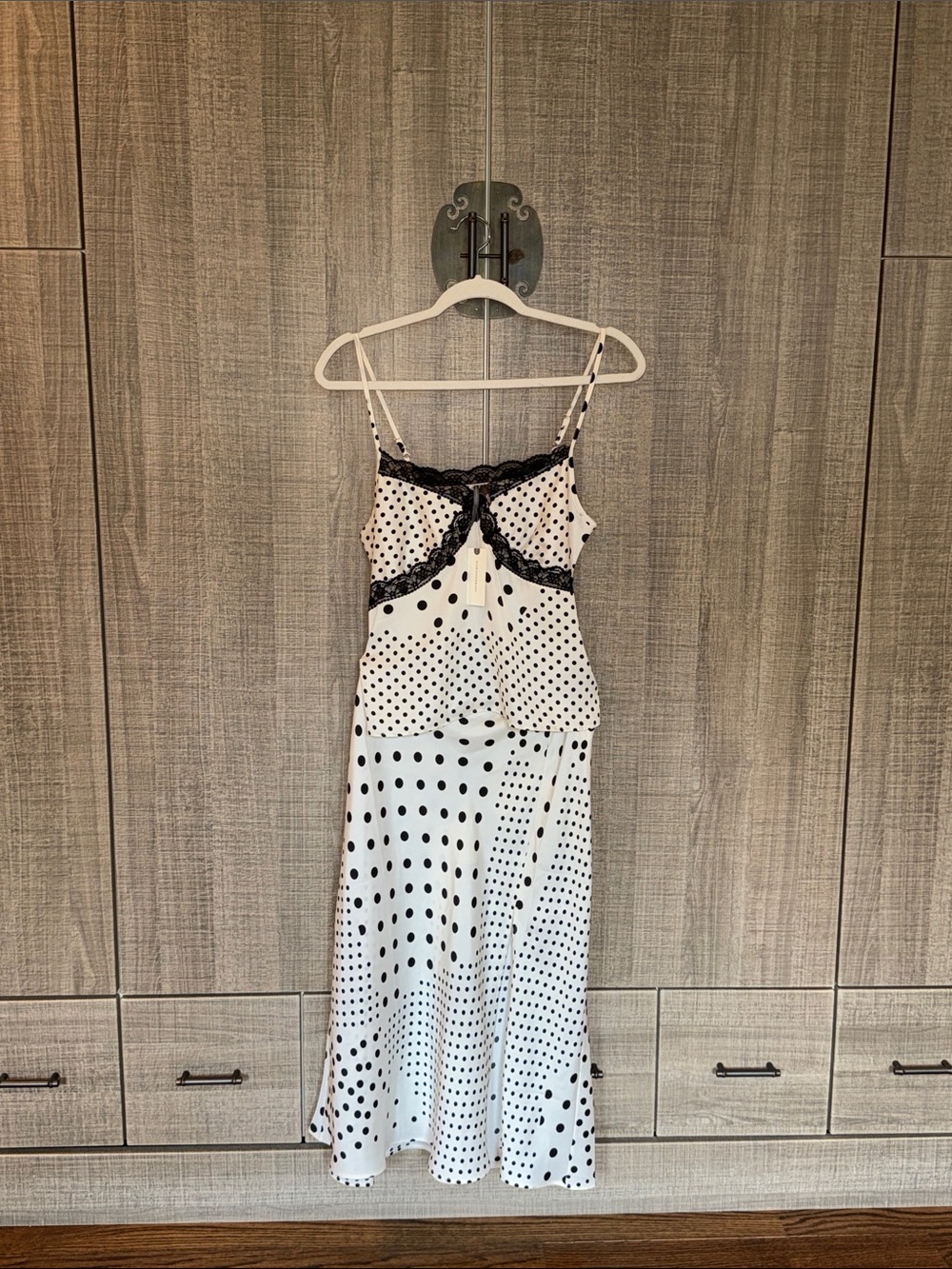 By Anthropologie Polka Dot Midi Slip Skirt and To‎ Set